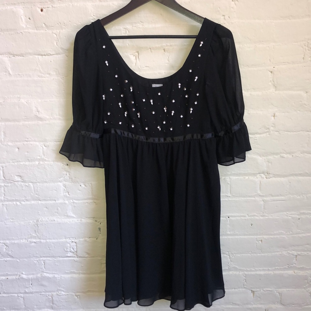 Black Pearl Decal Empire Waist Dress